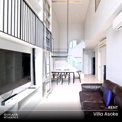 Condos for rent : Rental Condo 🌃 Villa Asoke, 2BR 91 sq.m. 50K 💎 Spacious Unit with Beautiful View, Near MRT Phetchaburi 