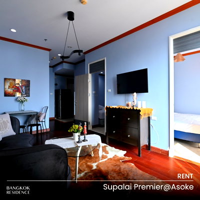 Condos for rent : Rental Condo 🌃 Supalai Premier@Asoke, 1BR 55 sq.m 32K 🛋️ Beautiful Fully Furnished Unit, Near MRT Phetchaburi 