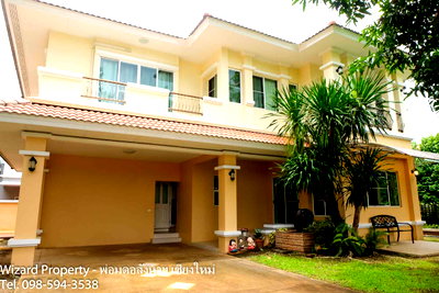 Houses for rent Hang Dong Chiang Mai : Two-Story House for Rent with Mountain View  Nam Phrae, Hang Dong, Chiang Mai  Upscale Village • Fully Furnished • 