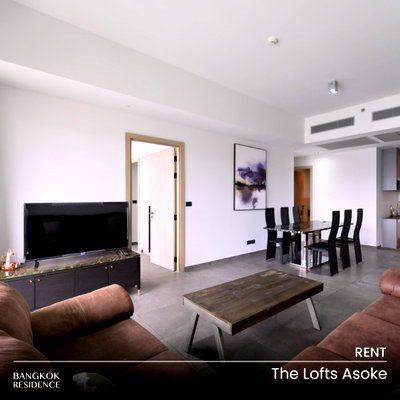 Condos for rent : Rental Condo 💎 The Lofts Asoke, 2BR 89 sq.m. 68K ☄️ Beautiful Unit with an Unblocked View, Near MRT Phetchaburi 
