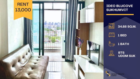Cozy & beautiful fully furnished! ✨ | Ideo Blucove Sukhumvit 1Bed 34.88sqm | Rent 13,000THB | By on-site agent ⚡ DM now! Free tour