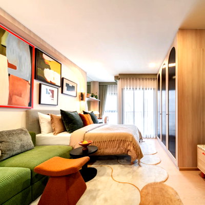 ขายคอนโด : The Base Urban Rama 9 คอนโดแต่งครบ** พร้อมอยู่  รถไฟฟ้า 2 สาย