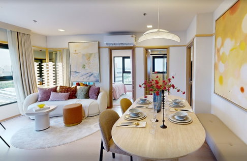 The Base Urban Rama 9, 2 bedrooms, 2 bathrooms, special price, close to the city, central area, complete with all functions.