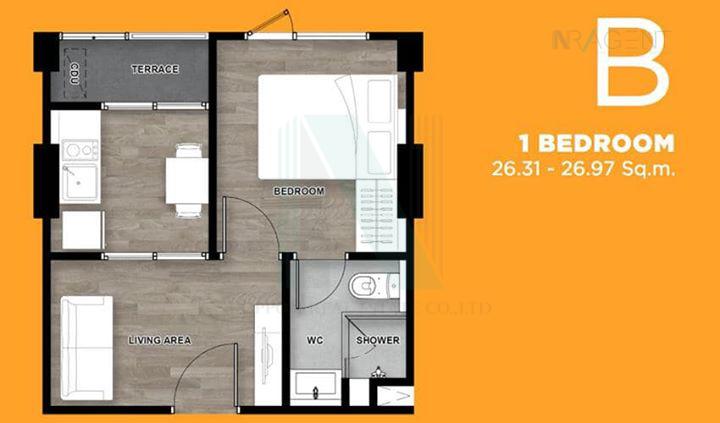 picture 🎊 For Rent Condo ASPEN LASALLE Building 1, Floor 2,1 bed room, Room size 27.00 sqm - 3/8
