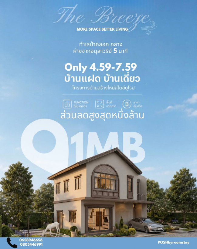 รูป The Breeze บ้านแฝดสร้างใหม่ by The Wish 3 ป่าคลอก บ้านที่ออกแบบมาให้ “พื้นที่” มากกว่าการอยู่อาศัย  ราคาคุ้มกว่า จองวันนี้พร้อมรับสิทธิพิเศษ - รูปที่ 35/35
