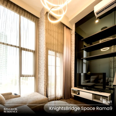 Condos for rent : Rental Condo 🌃 KnightsBridge Space Rama9, 1BR 38 sq.m. 26K 💎 Beautiful Unit at a Special Price, Near MRT Phra Ram 9 