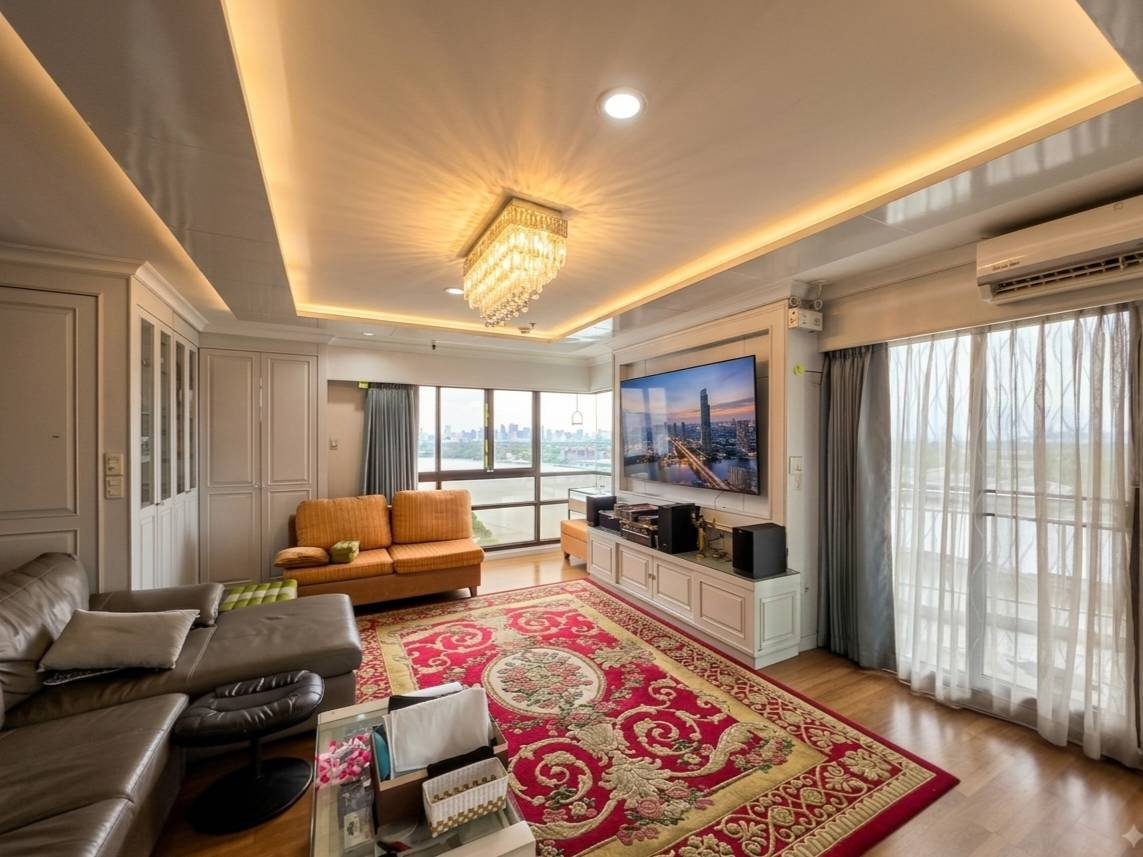 picture Riverfront Penthouse at Lumpini Place: Panoramic 180° Chao Phraya River View (188.44 sq.m.). - 1/11