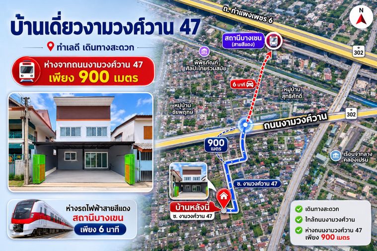3-bed house for sale, 130 sqm, 23 sq wah, Lak Si