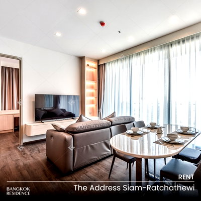 Condos for rent : Rental Condo 🌇 The Address Siam-Ratchathewi, 3BR 86 sq.m 100K 💫 Beautiful High Floor Unit, Fully Furnished, Near BTS Ratchathewi 