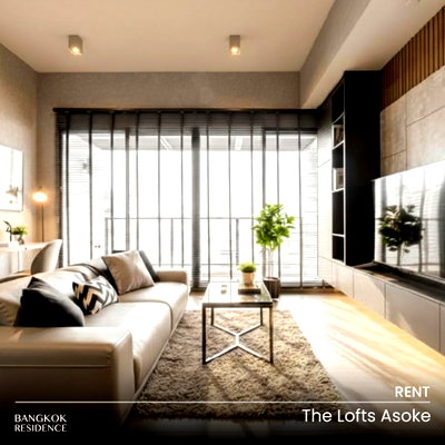 Condos for rent : Rental Condo 💎 The Lofts Asoke, 2BR 86 sq.m. 75K ⭐ Beautiful Fully Furnished Unit, Near MRT Phetchaburi 
