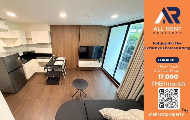 1-bed condo for rent, 30 sqm, Notting Hill The Exclusive Charoen Krung