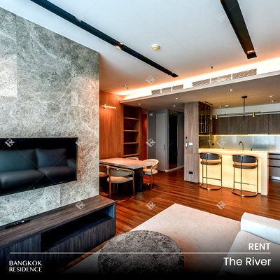 Condos for rent : Rental Condo 💎 The River, 2BR 110 sq.m. 76K 💫 Beautiful North-Facing Unit with a Cool Breeze, Near ICONSIAM 