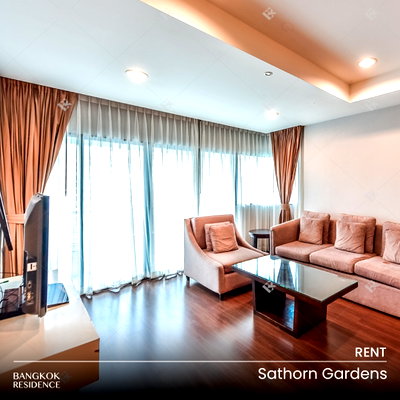 Condos for rent : Rental Condo 🌃 Sathorn Gardens, 2BR 94 sq.m. 48K 🛌 Beautiful Fully Furnished Unit, Near BTS Sala Daeng 