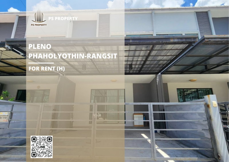 Townhouses for rent : Townhouse for rent 🔥 Pleno Phaholyothin-Rangsit 🔥 3 bedrooms, 2 bathrooms; fully furnished and equipped with appliances.