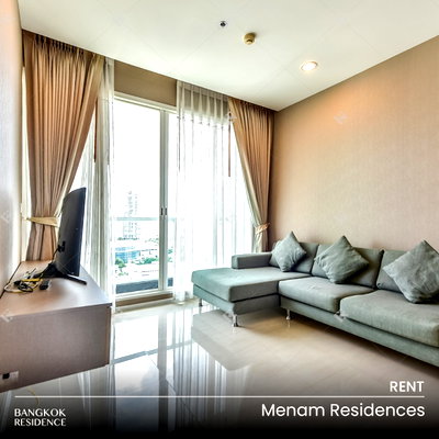 คอนโดให้เช่า : เช่าคอนโด 💎 Menam Residences 1นอน 47ตร.ม. 30k 🤎 ห้องสวย โทนอบอุ่น ใกล้ BTS สะพานตากสิน 