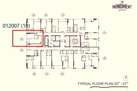 The Monument Sathorn | 1 Bedroom ชั้น 20 ราคาพิเศษก่อนเปิดสำนักงานขาย