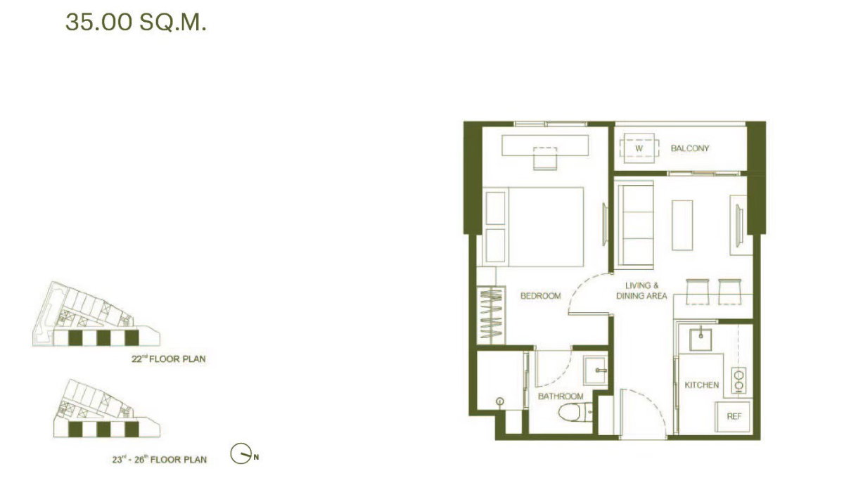 รูป ขาย 1 ห้องนอน The base urban พระราม 9 35.22 sq.m ห้องครัวปิด แต่งครบ เพียง 5.59 ล้านบาท - รูปที่ 2/25