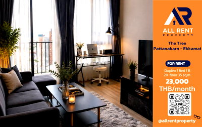 Condos for rent : 🔥 The Tree Pattanakarn - Ekkamai: Duplex 1 Bedroom unit on the 28th floor, 35 sq.m., a perfectly designed two-story unit, only 23,000 THB/month! 🏙️✨