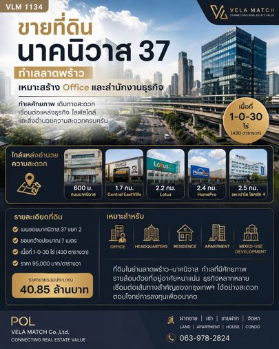ขายที่ดิน 430 ตร.ว. เขตลาดพร้าว
