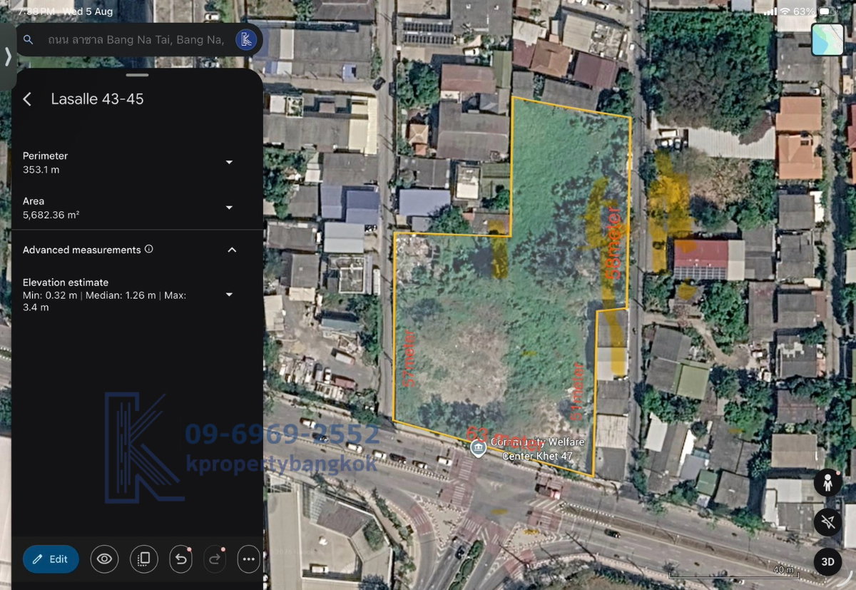 Land for sale - Lasalle 43 and 45 (Soi Sukhumvit 105) Call.09-6969-2552