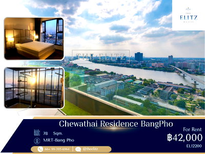 Condos for rent : ✨ High-Ceiling Luxury Residence with Chao Phraya River Views | Steps to MRT Bang Pho Station ✨