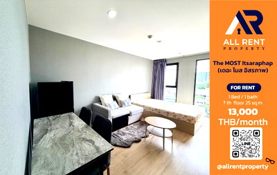Condos for rent : 🔥 The MOST Itsaraphap, Studio room on the 7th floor, 25 sq.m. Beautiful, ready-to-move-in room, near MRT Itsaraphap. Only 13,000 baht/month! 🏙️✨