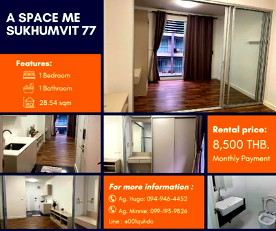 คอนโดให้เช่า : 🌴 For Rent & Sale 🏊 A Space Me Sukhumvit 77 🏊 NO-006
