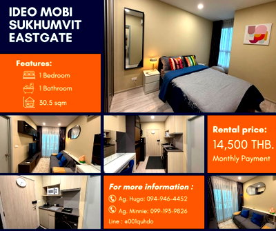 คอนโดให้เช่า : 🧸 For Rent 🚅 Ideo Mobi Sukhumvit Eastgate 🚅 NO-002