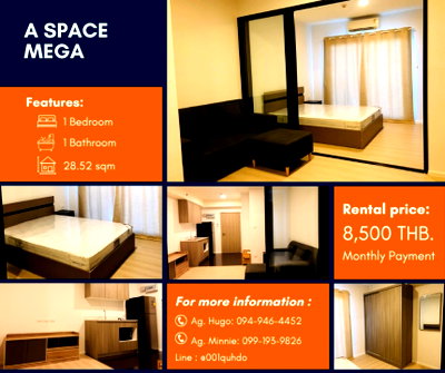 คอนโดให้เช่า : 🏙️ For Rent & Sale 🔑 A Space Mega 🔑 NO-005