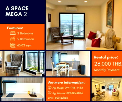 คอนโดให้เช่า : For Rent 🏙️ A Space Mega 2 🏙️NO-004
