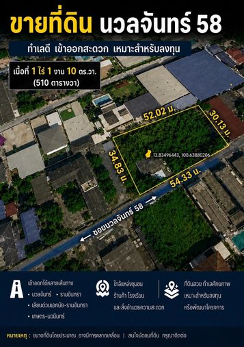 Land for sale, 510 sq wah, Bueng Kum