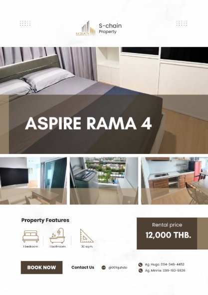 ✨🏡 For Rent 🌈 Aspire Rama 4 🌈 NO-008
