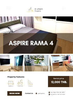 คอนโดให้เช่า : ✨🏡 For Rent 🌈 Aspire Rama 4 🌈 NO-008