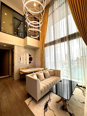 ขายคอนโด : The Address Siam-Ratchathewi ขาย ห้องDuplex ตกแต่งโทน Luxury ผนังลายหินอ่อน เฟอร์นิเจอร์เรียงรายพร้อมใช้งาน