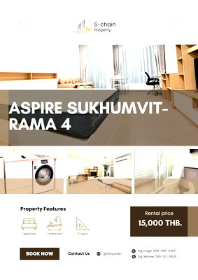 คอนโดให้เช่า : 🌸🧸 For Rent 🎀 Aspire Sukhumvit-Rama 4 🎀 NO-009