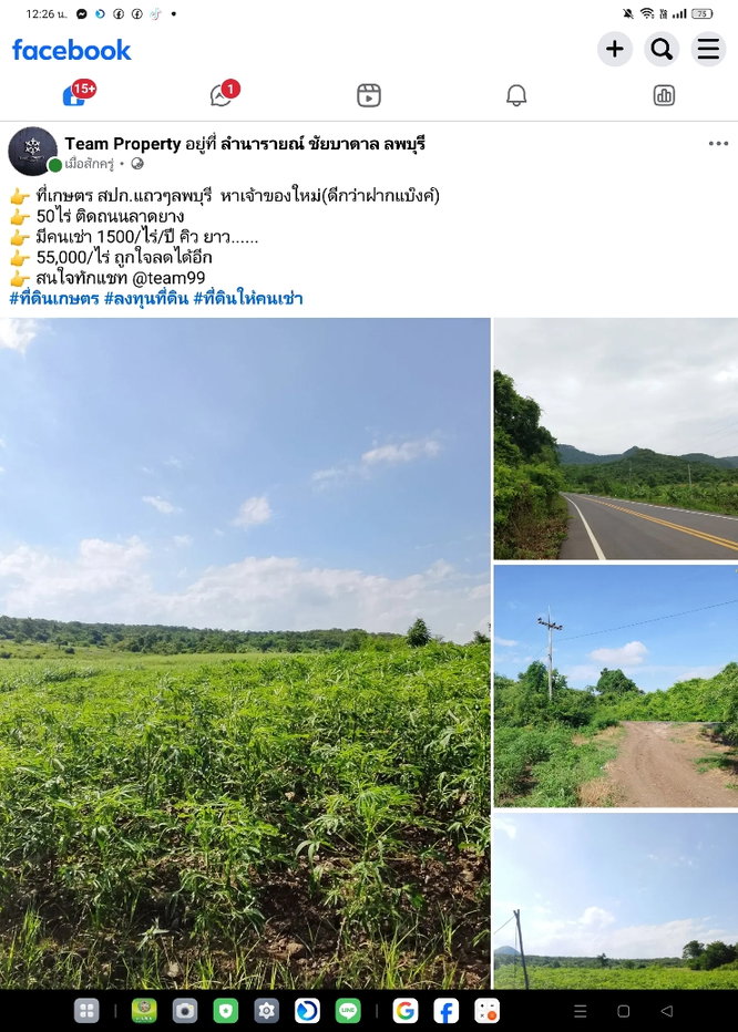 รูป ที่ดินเกษตรติดลาดยาง50ไร่ลพบุรี - รูปที่ 1/8