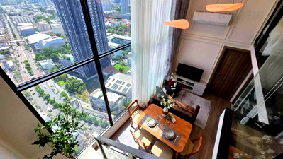 Condos for rent : 🚩 For Rent Condo KNIGHTS BRIDGE SPACE SUKHUMVIT - RAMA 4 Building 1, Floor 25,Duplex, Room size 35 sqm