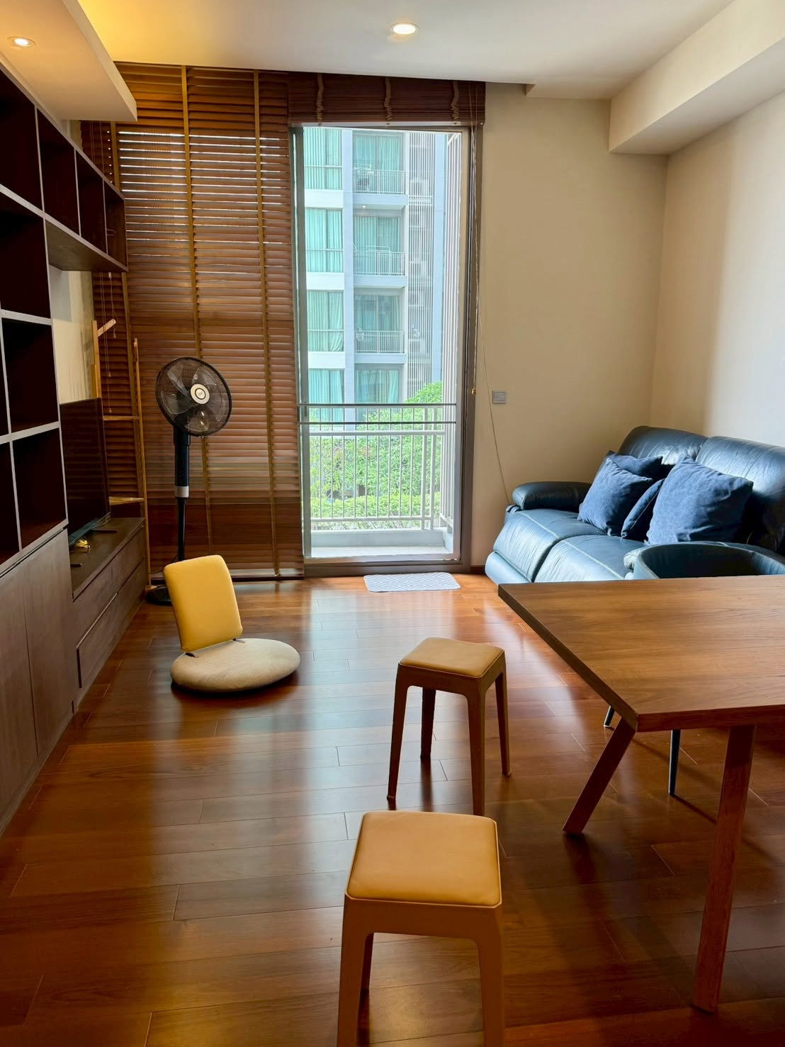 Quattro by Sansiri, built-in room with shelves and a large TV cabinet.  1 bedroom, 1 bathroom.