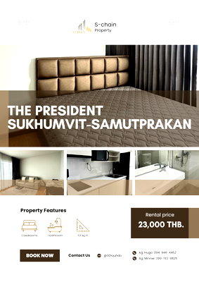 คอนโดให้เช่า : 🩷🏠 For Rent 🎀 The President Sukhumvit - SamutPrakan 🎀 NO-014