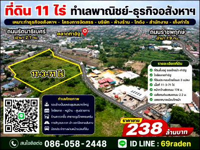 ที่ดิน MRT ไทรม้า : ขายที่ดิน11ไร่ซอยท่าอิฐ "ทำเลพาณิชย์-ธุรกิจอสังหาฯ"