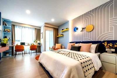 Condos for sale : 26 sq m. Studio ready to move in! Fully furnished with free transfer fee at Aspire Sukhumvit-Rama 4
