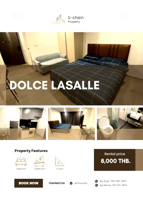 คอนโดให้เช่า : 🧸🌷 For Rent 🎀 Dolce Lasalle 🎀 NO-013