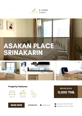 คอนโดให้เช่า : 🌷🧸 For Rent 🎀 Asakan Place Srinakarin 🎀 NO-012
