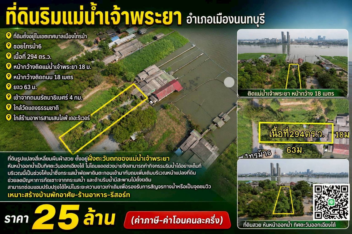 รูป ขายที่ดินริมแม่น้ำเจ้าพระยา อำเภอเมืองนนทบุรี - รูปที่ 1/1