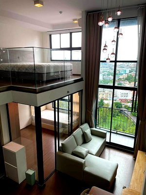 Condos for rent : Spacious 2-Bedroom Hybrid Duplex on 23rd Floor @ IDEO New Rama 9 | East Facing & Fully Furnished