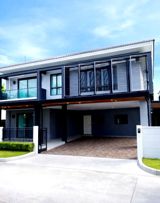 Houses for rent SISB Nonthaburi - Singapore International School Nonthaburi  : Robinson Ratchaphruek 2km.-Chaengwattana detached corner house for rent 4bed 4bath land 60sq.wa. 350