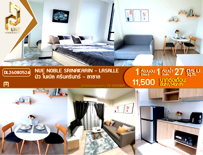 Condos for rent : DL26080524 Condo for rent, Nue Noble Srinakarin - Lasalle near MRT ศรีลาซาล, ready to move in, call urgently 0653619502 LineID @952jdxxk
