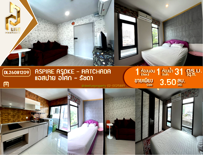 Condos for sale : DL26081209 Condo for sale, Aspire Asoke - Ratchada near MRT Phra Ram 9, ready to move in, call urgently 0638692663 LineID @952jdxxk