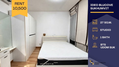 New Sofa & AC! ✨ Rent Ideo Blucove Sukhumvit near BTS Udom Suk • 27Sqm 10,500B. | By on-site agent ⚡ Free viewing, DM now!
