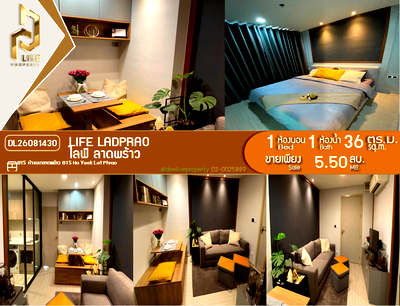 Condos for sale : DL26081430 Condo for sale, Life Ladprao near BTS Ha Yaek Lat Phrao, ready to move in, call urgently 0638692663 LineID @952jdxxk